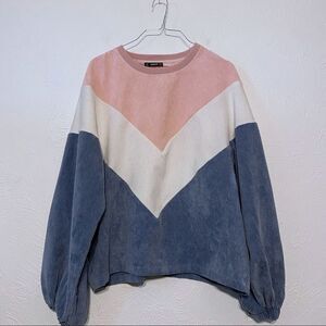 SHEIN Sweater Shirt Cut and Sew Chevron Corduroy Oversized Size L